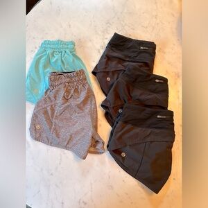 5 Lululemon running shorts. Size varies 2-4. Selling a set, not individually.